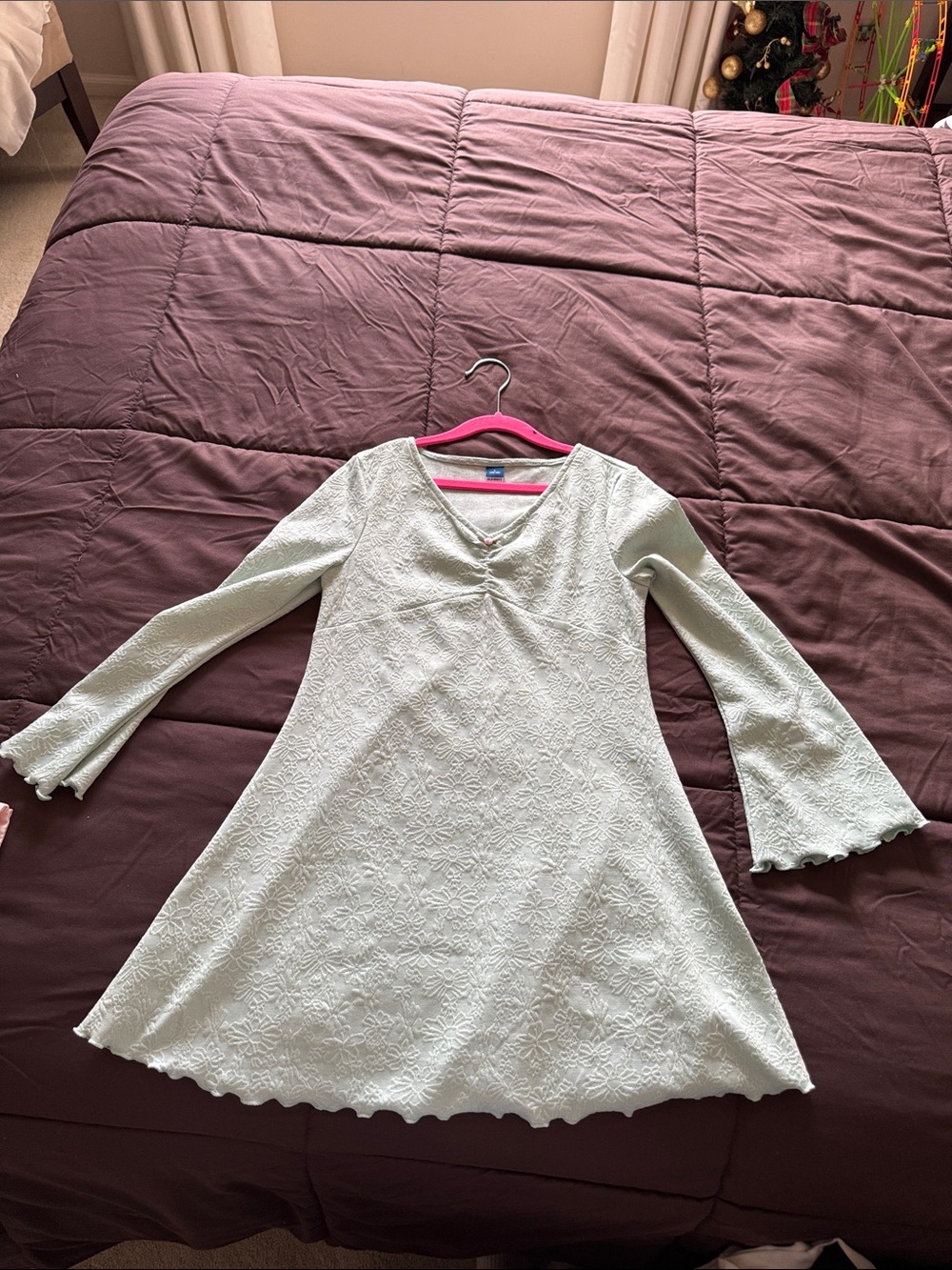 Old Navy Cream Lace A-Line Dress with Bell Sleeves